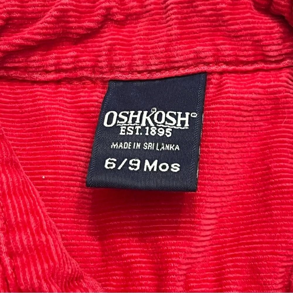 Vintage OshKosh Corduroy Shirt Choo Choo Train‎ Red Holidays Baby 6-9 Months